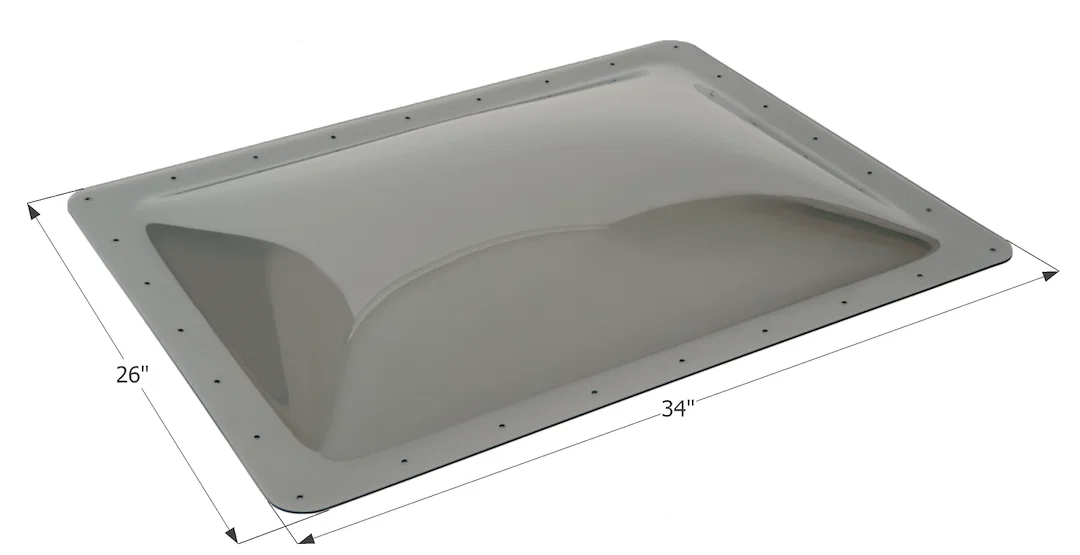 12122 – ICON Skylight, 4 Inch High Bubble Type Dome Rectangular For 30 Inch Length x 22 Inch Width Opening 34 Inch Le...